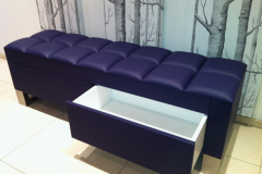 purple leather storage bench