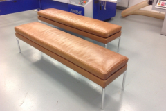 leather and steel dining bench