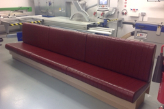 red leather bench seating