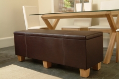 hinged leather bench with storage