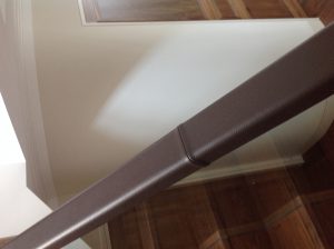 leather handrail on glass