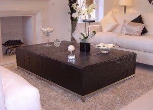 black croc leather table