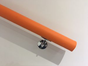 orange leather handrail