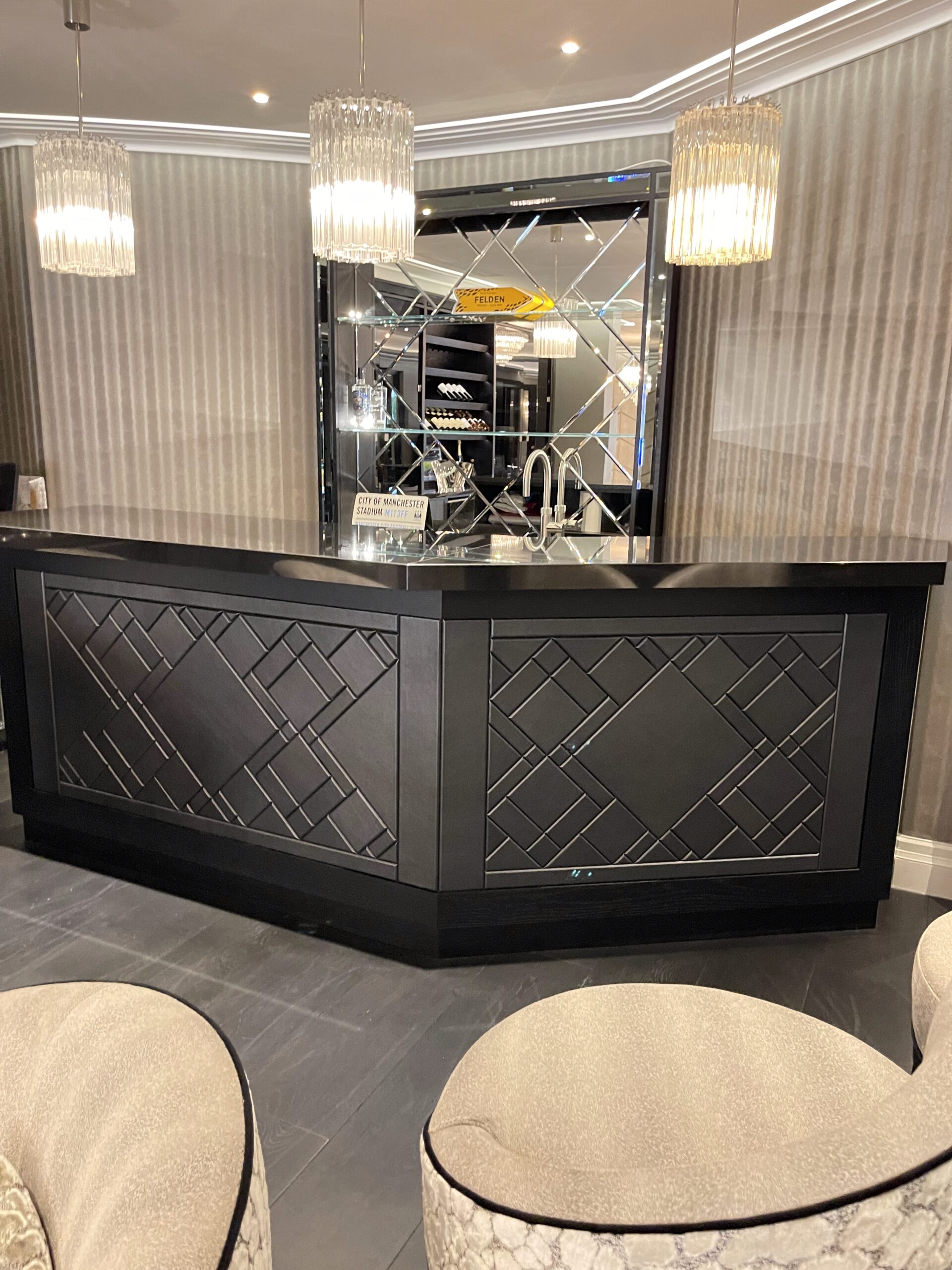 Bespoke leather bar front